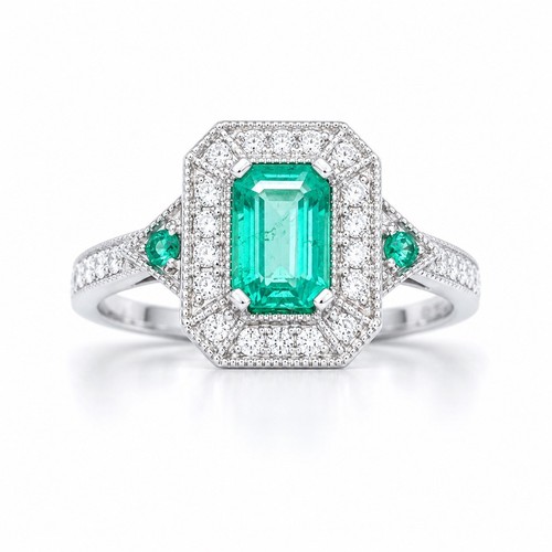 18ct gold natural emerald - 18ct,