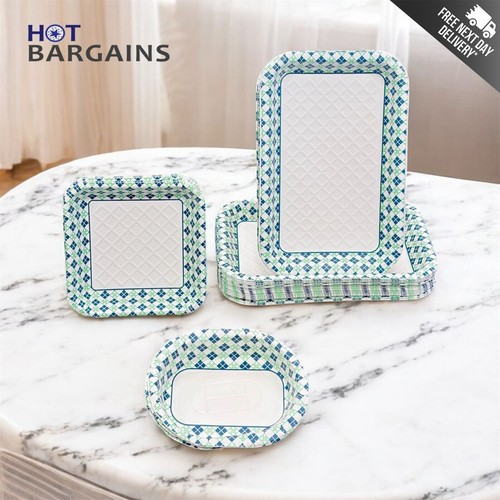 Blue green diamond paper trays - blue,