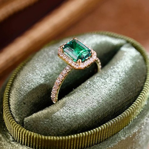 Emerald cut green diamond halo - diamond,