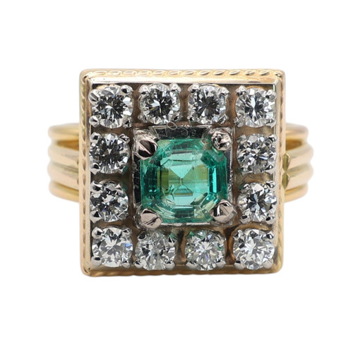 Emerald ring 00ct diamond - emerald, 1.00ct