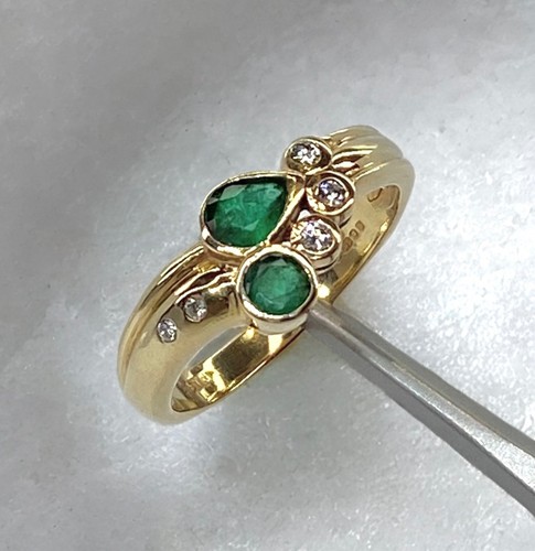 Emerald diamond ring 9ct gold - ring,