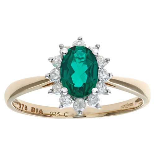 9ct yellow gold oval emerald - yellow,
