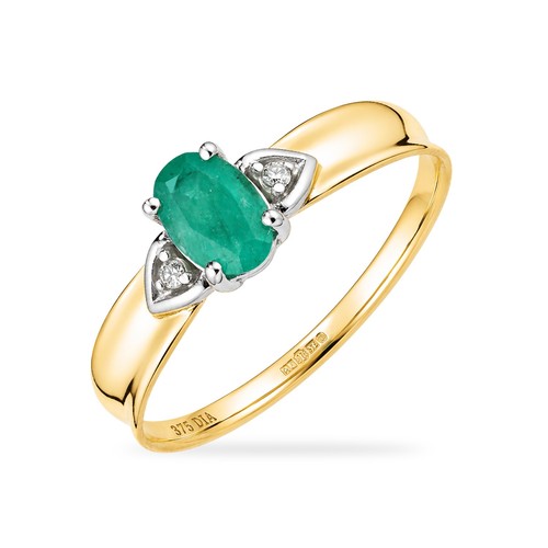 9ct yellow gold emerald - gold, and
