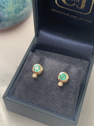 Emerald diamond stud - emerald,
