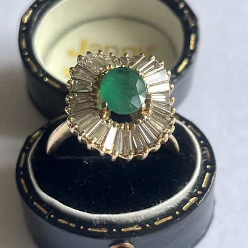 Emerald and diamond cluster - emerald,