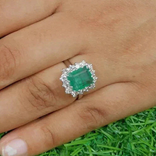 Emerald ring 14k white - emerald,
