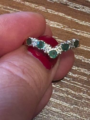Emerald and diamond wishbone