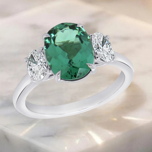 14k white gold - white, green