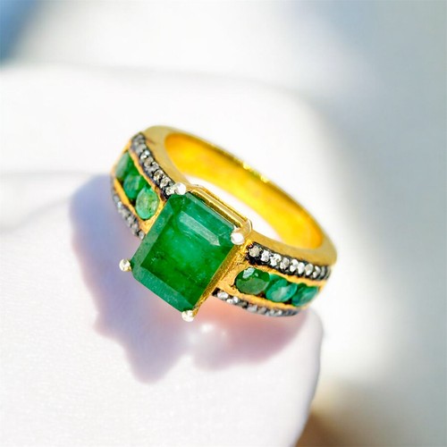 Natural zambian emerald ring - natural,