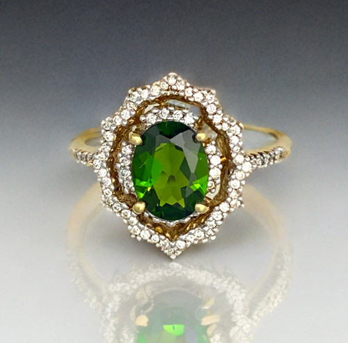 Diamond green tourmaline ring - green,