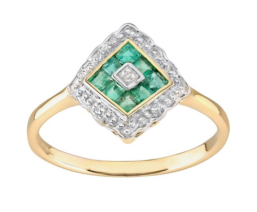 9ct yellow gold emerald - emerald, &